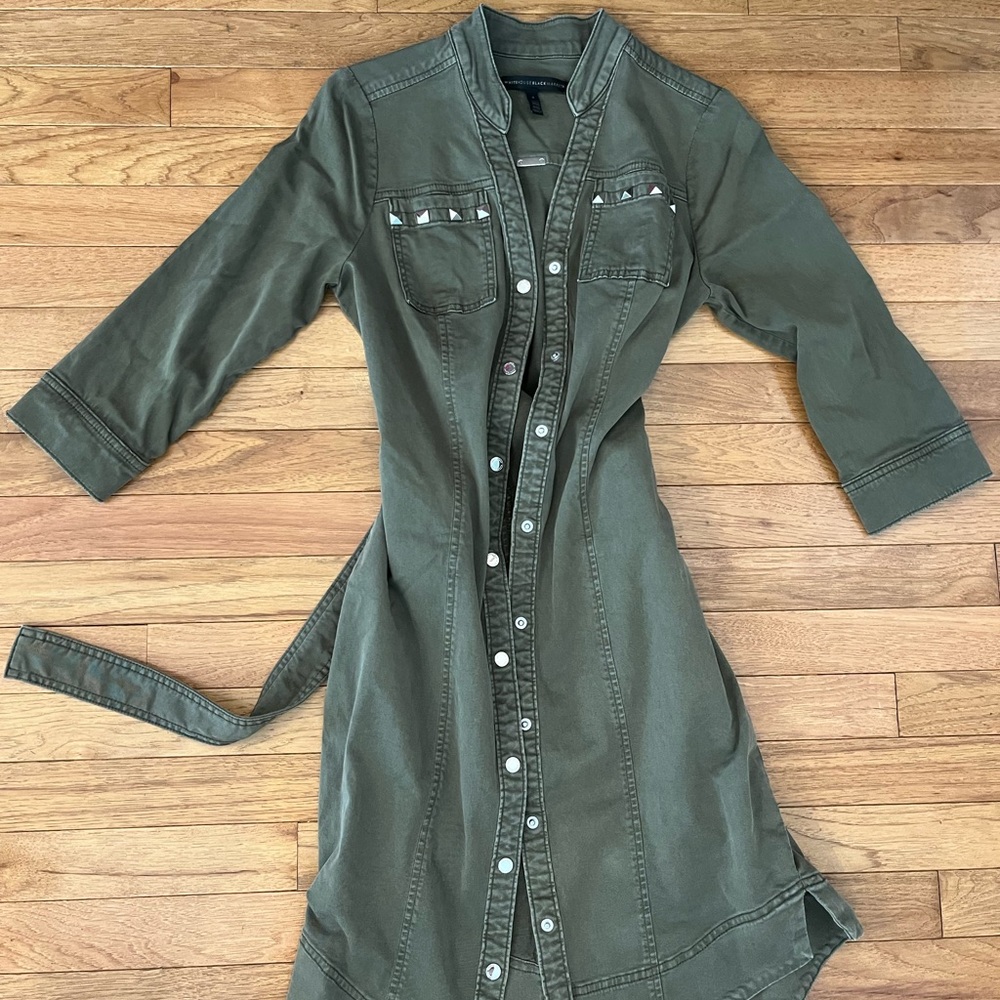 White House Black Market Army Green Shirt Dress